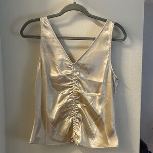 H&M Champagne Sleeveless Ruched Blouse